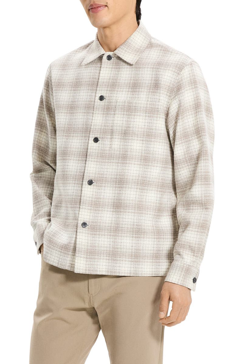 Theory Textured Cotton Button-Up Shirt, Alternate, color, Duffle Multi