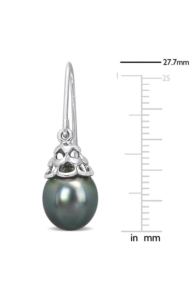 DELMAR Sterling Silver 8–8.5mm Cultured Black Tahitian Pearl Drop Earrings, Alternate, color, Black