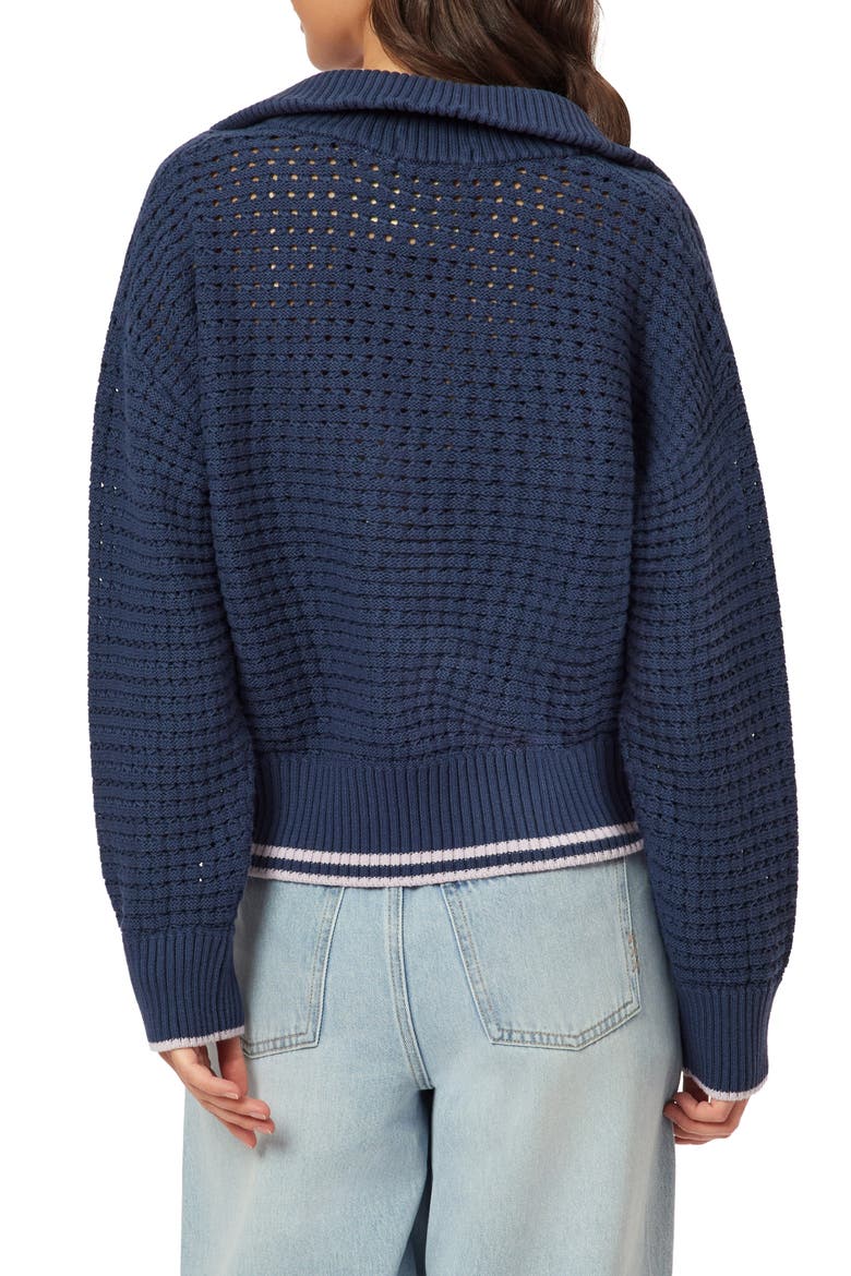 3/4 Zip Pointelle Pullover Sweater, Alternate, color, BIG DIPPER
