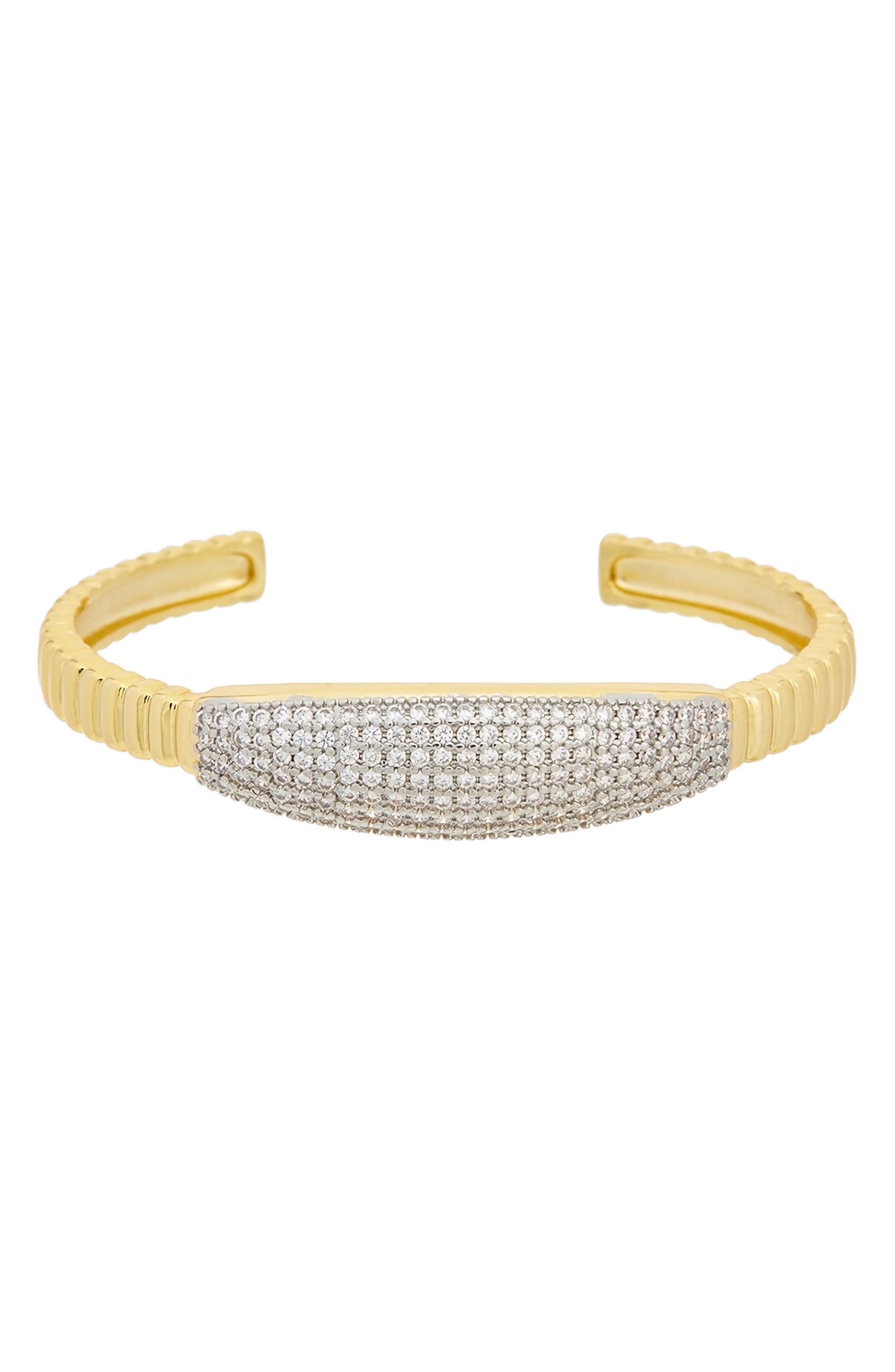 Juvell Two-Tone Cubic Zirconia Cuff Bracelet