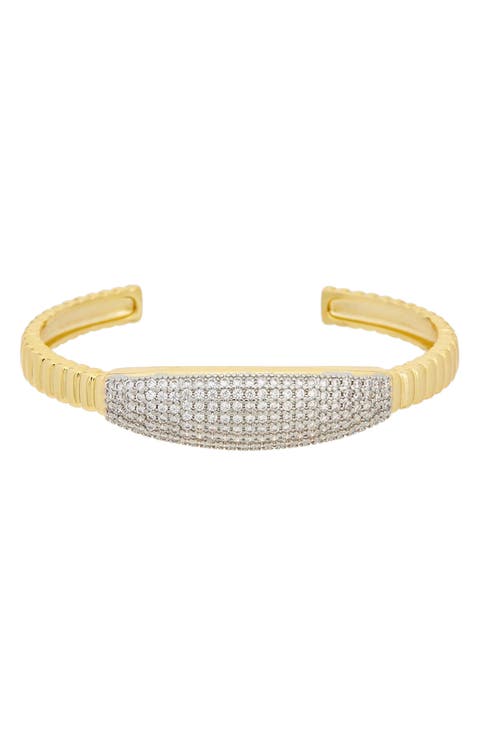 Two-Tone Cubic Zirconia Cuff Bracelet
