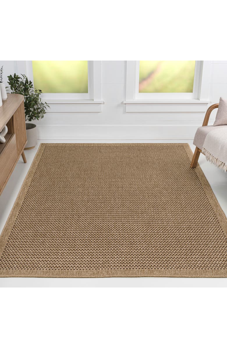 JONATHAN Y Maxine Easy Jute Contemporary Border Boho Fine Rib Weave Indoor/Outdoor Area Rug, Alternate, color, Brown