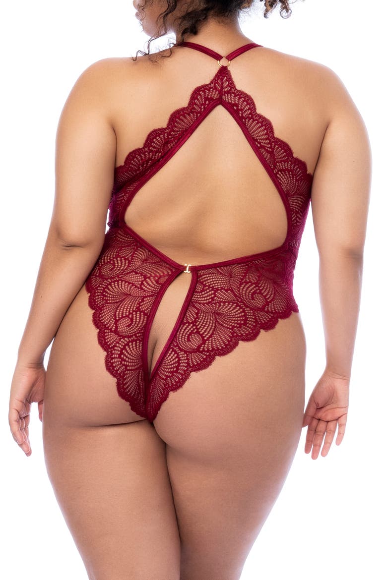 Cutout Lace Bodysuit, Alternate, color, ROSEWOOD