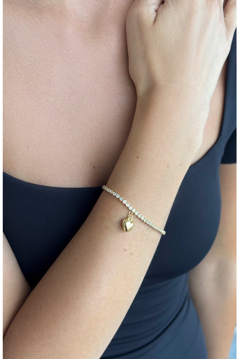 14K Gold Plated Tennis Bracelet, Alternate, color, GOLD