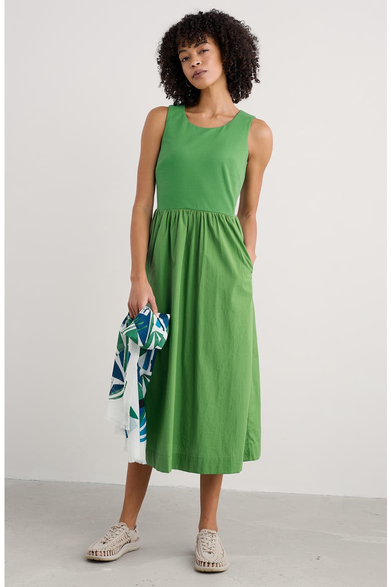 Madder Mixed Media Sleeveless Midi Dress, Alternate, color, HEDGEROW
