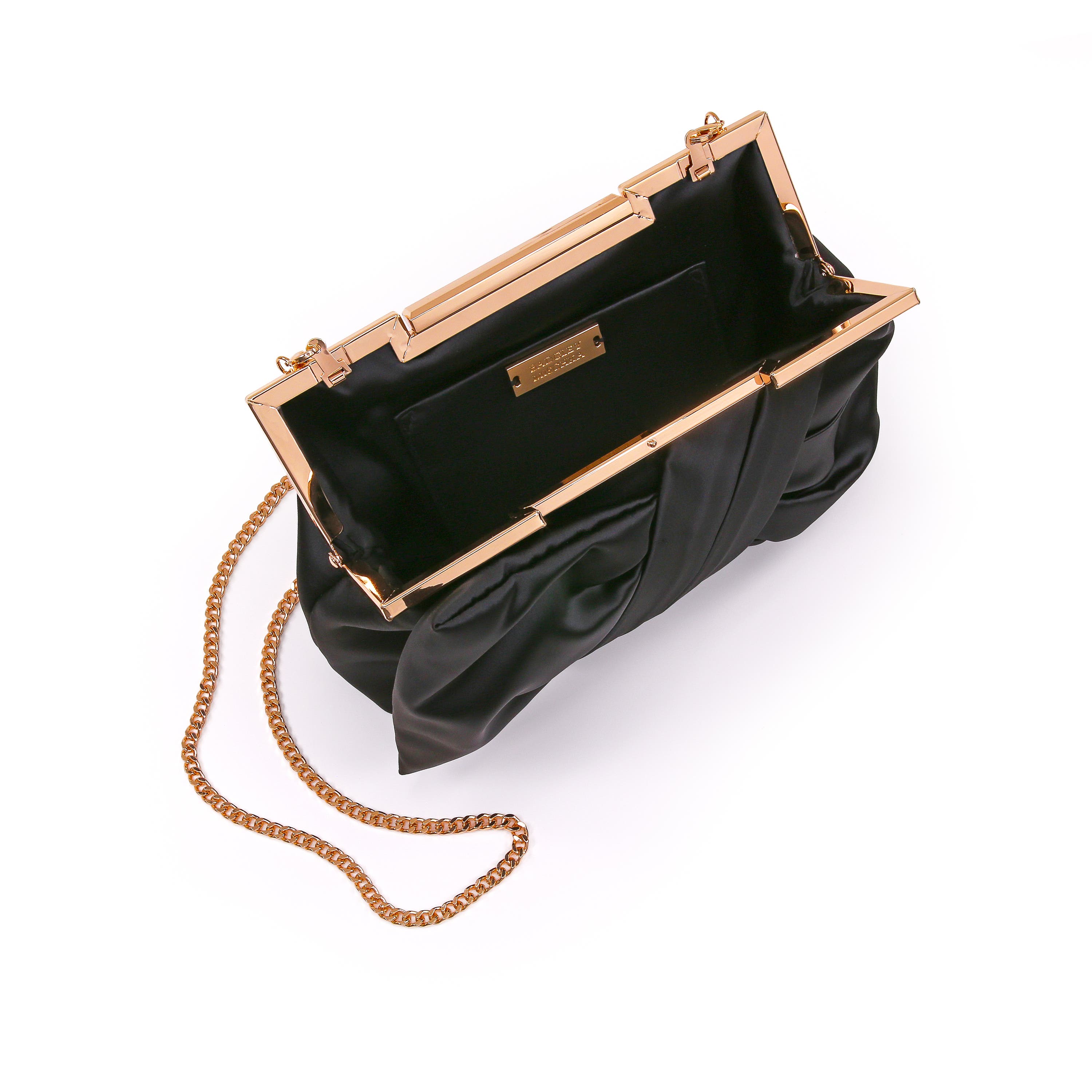 Visvien Satin Tie Pouch Clutch, Alternate, color, Black