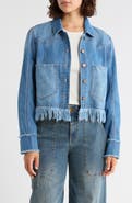 Democracy Chewed Hem Crop Denim Shacket