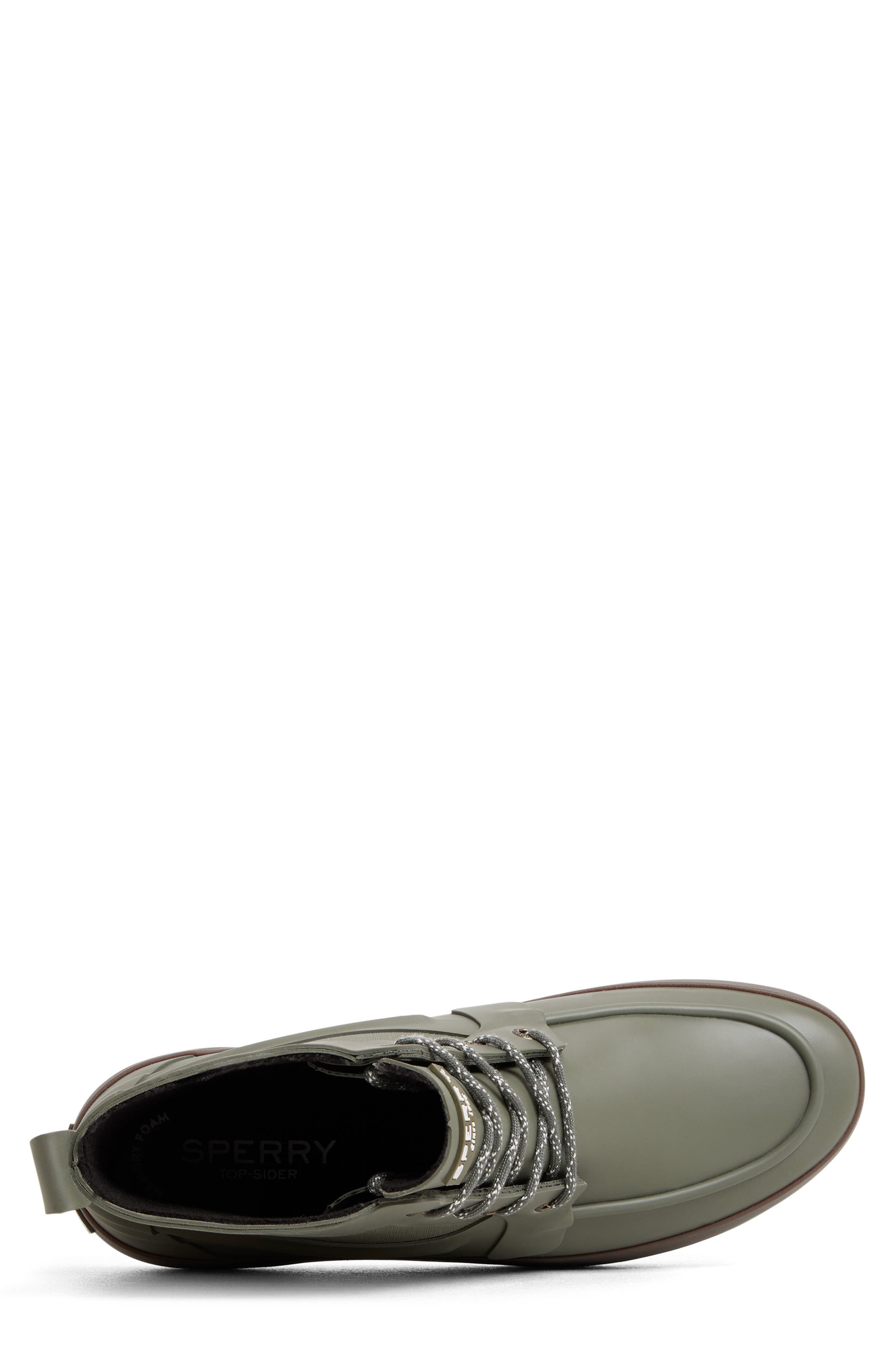 Sperry Sleet Lace-Up Rain Boot, Alternate, color, Olive