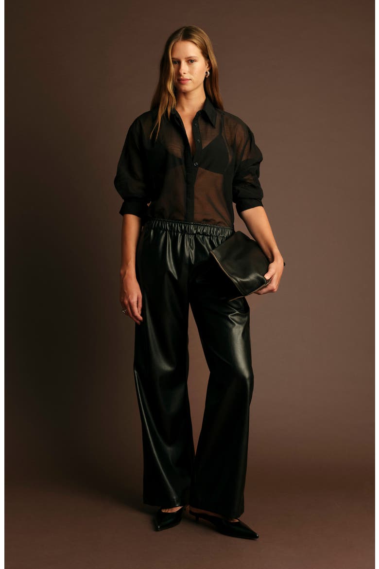 Dante Wide Leg Faux Leather Pants, Alternate, color, BLACK