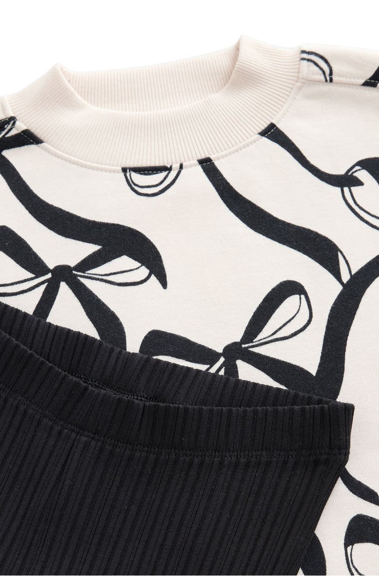 NEXT Kids' Bow Print Sweatshirt & Flare Leggings Set, Alternate, color, White Multi
