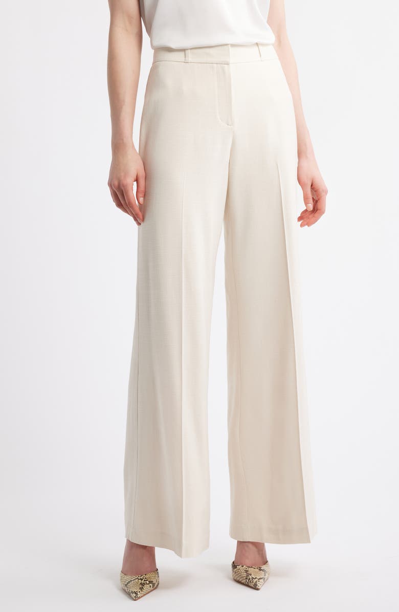 KOBI HALPERIN Flat Front Wide Leg Pants, Main, color, Ecru