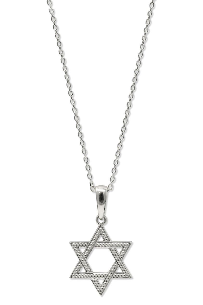 Dew Drop Star of David Pendant, Main, color, SILVER