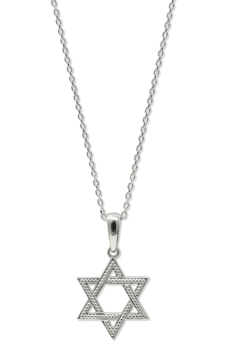 Anzie Dew Drop Star of David Pendant Necklace, Main, color, Silver