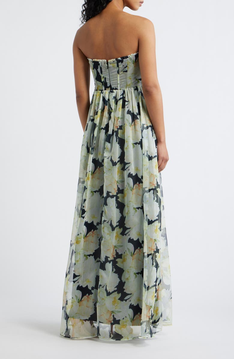 Lulus Remi Floral Strapless Corset Maxi Dress, Alternate, color, Black Floral
