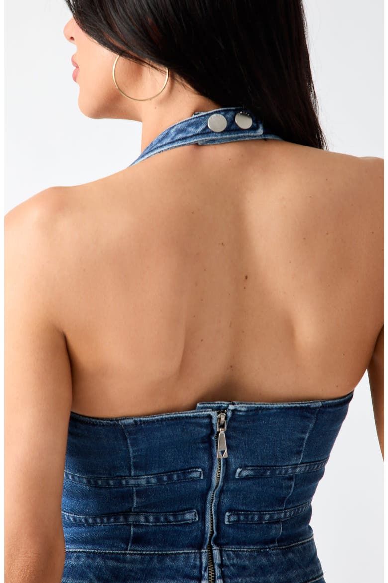Val Halter Denim Jumpsuit, Alternate, color, BLUE