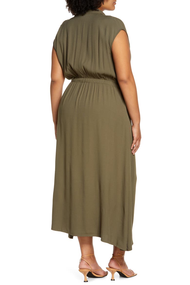 Cap Sleeve Wrap Shirdress, Alternate, color, OLIVE SARMA