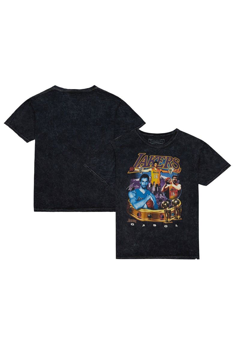 Men's Mitchell & Ness Pau Gasol Black Los Angeles Lakers Crowned T-Shirt, Main, color, Black