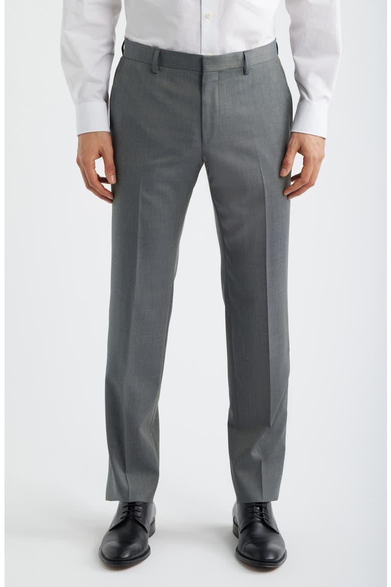Genius Slim Fit Flat Front Wool Dress Pants, Main, color, GREEN