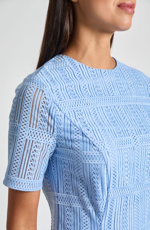 Misook Linear Lace Midi Dress In Arctic