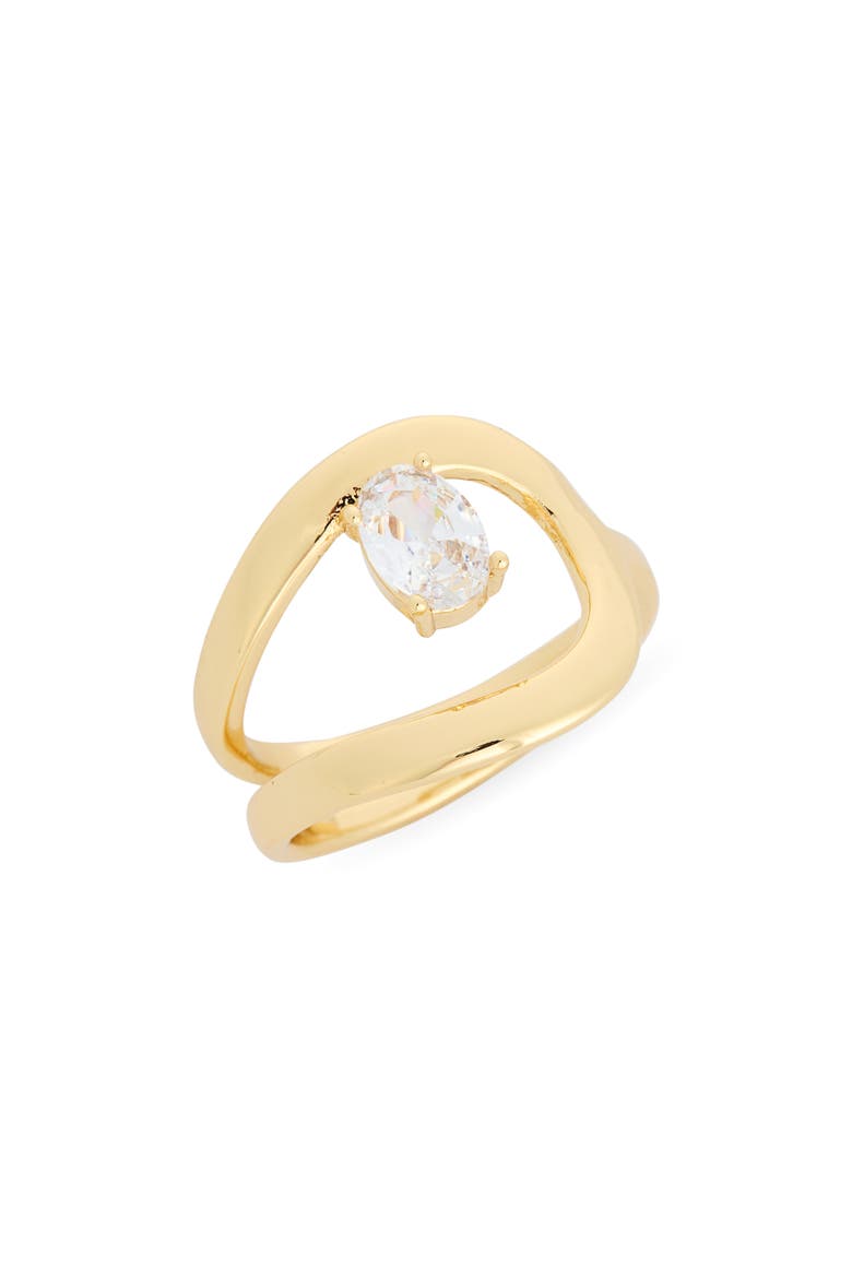 Oval Cubic Zirconia Ring, Main, color, CLEAR- GOLD