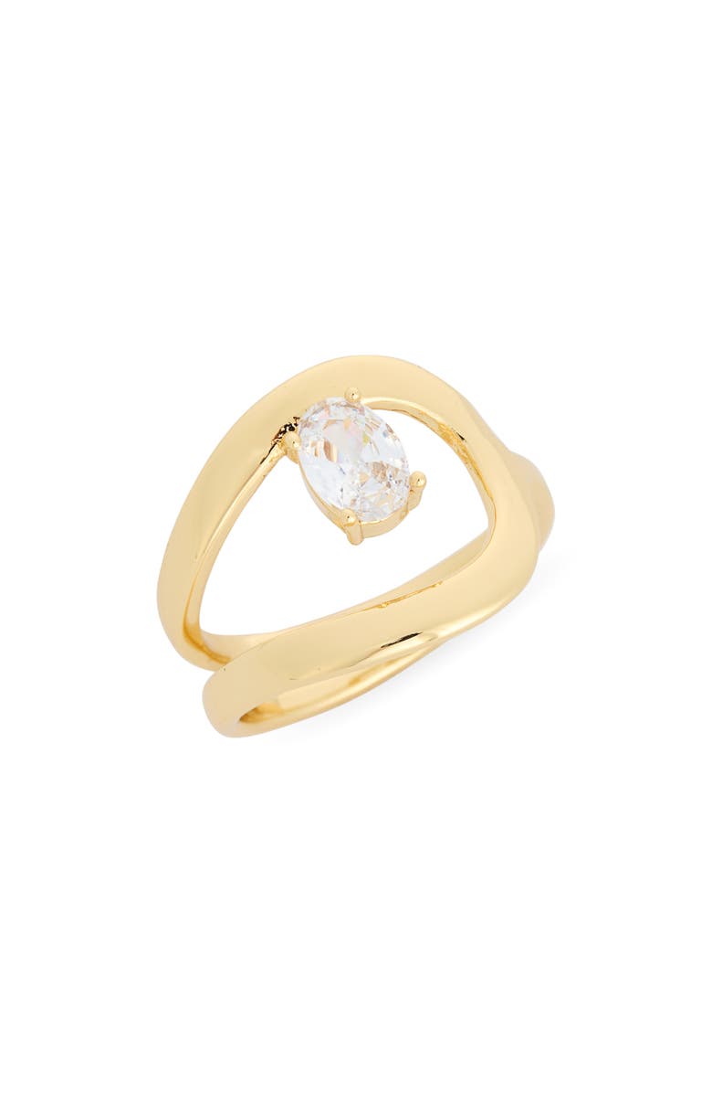 NORDSTROM RACK Oval Cubic Zirconia Ring, Main, color, Clear- Gold