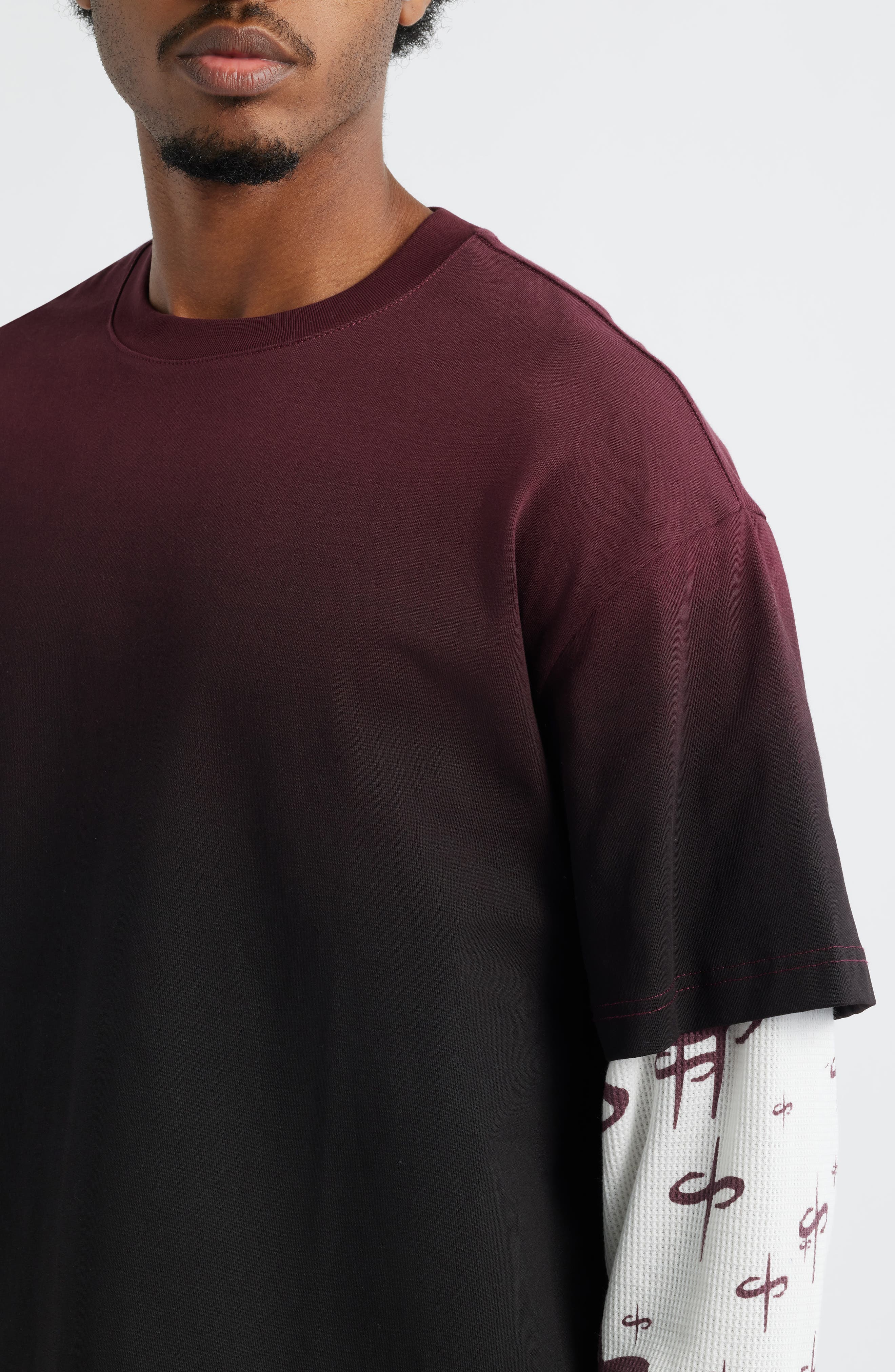 Ispica Long Sleeve Cotton Layered Look T-Shirt - image 2