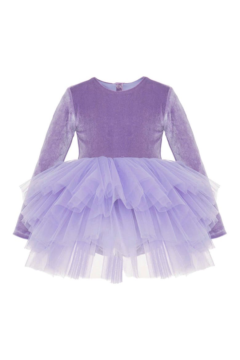 Dream Long Sleeve Velvet Tutu Dress, Alternate, color, Lilac Dream