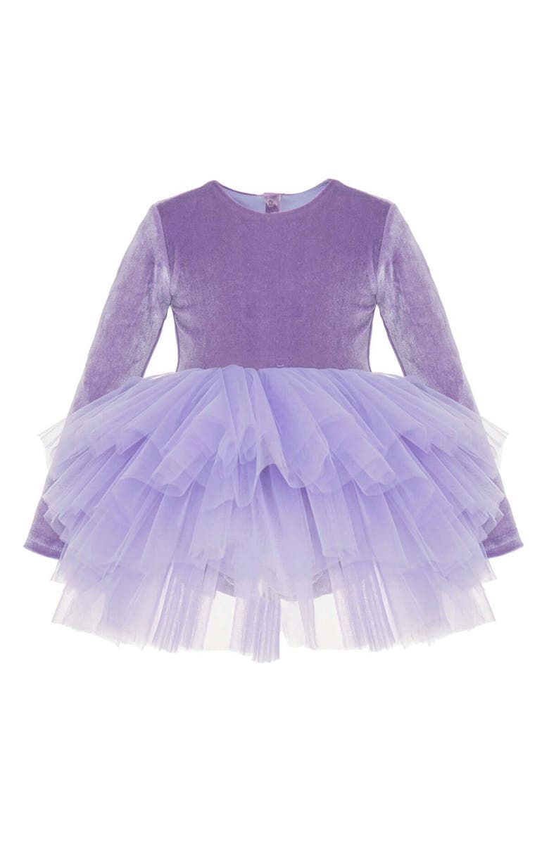Mini Celebrities Dream Long Sleeve Velvet Tutu Dress, Alternate, color, Lilac Dream