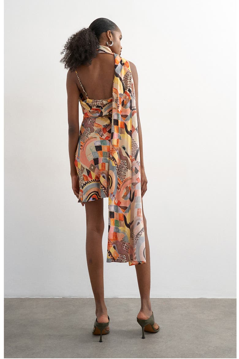 Draped Scarf Neck Minidress, Alternate, color, PINK