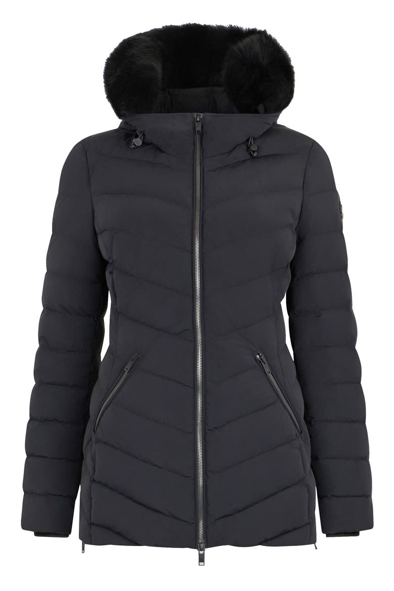 Roselawn 5 Water Repellent 800 Fill Power Down Puffer Jacket with Genuine Shearling Trim, Alternate, color, BLK W/ BLK SH