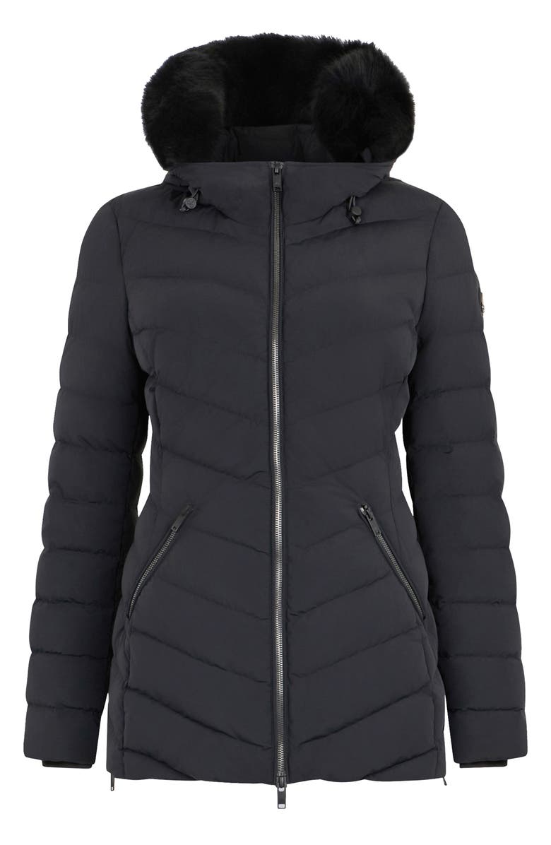 Moose Knuckles Roselawn 5 Water Repellent 800 Fill Power Down Puffer Jacket with Genuine Shearling Trim, Alternate, color, Blk W/ Blk Sh