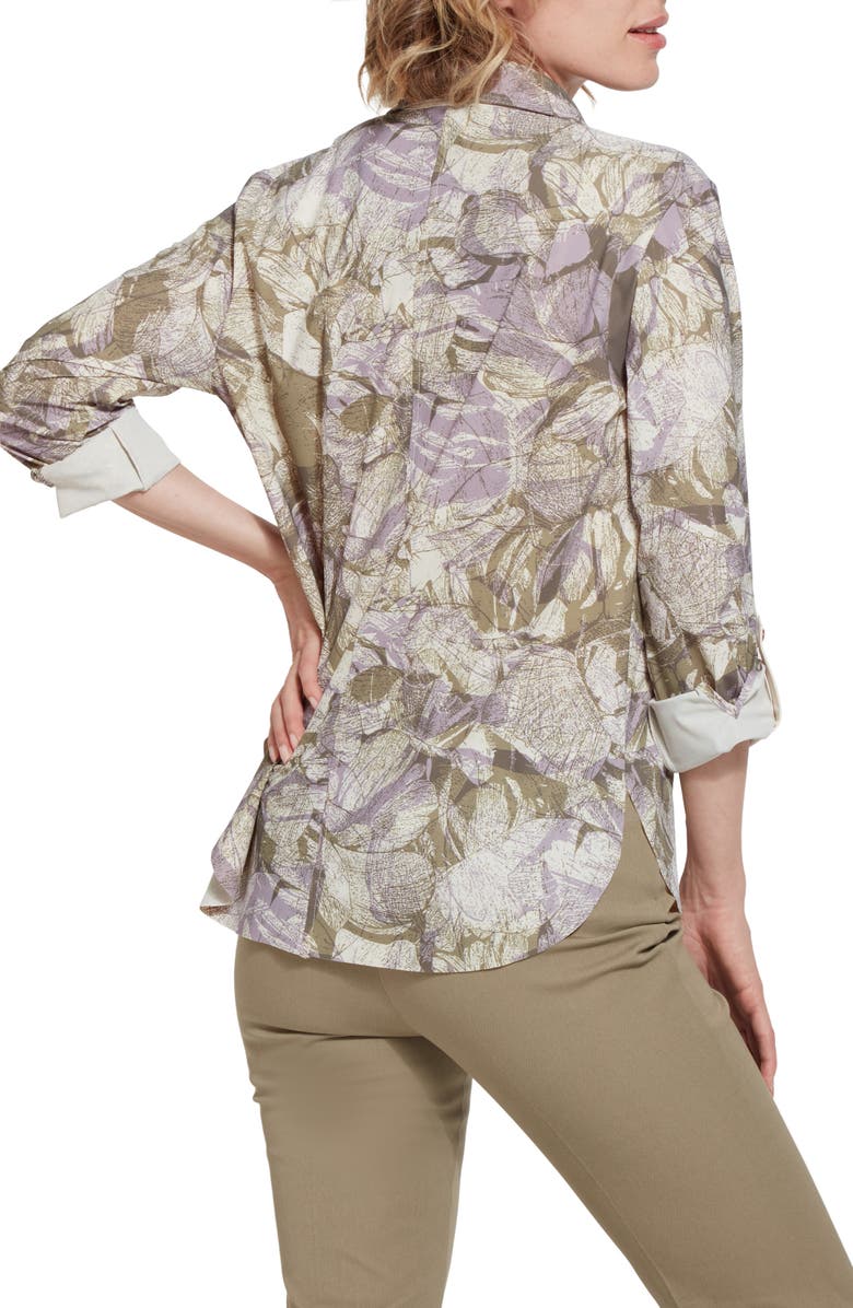 Lysse Connie Roll Tab Button Front Shirt, Alternate, color, Layered Bloom