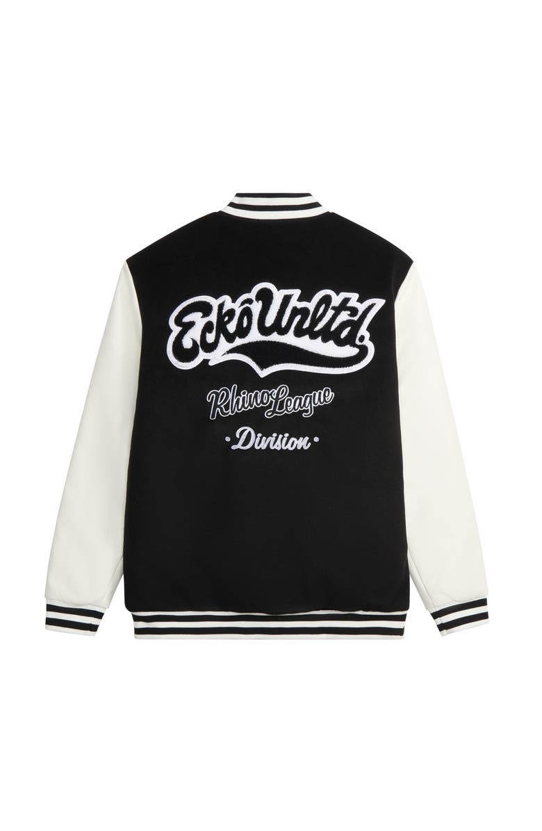 Ecko Unltd. Rhino League Division Varsity Jacket, Alternate, color, Black