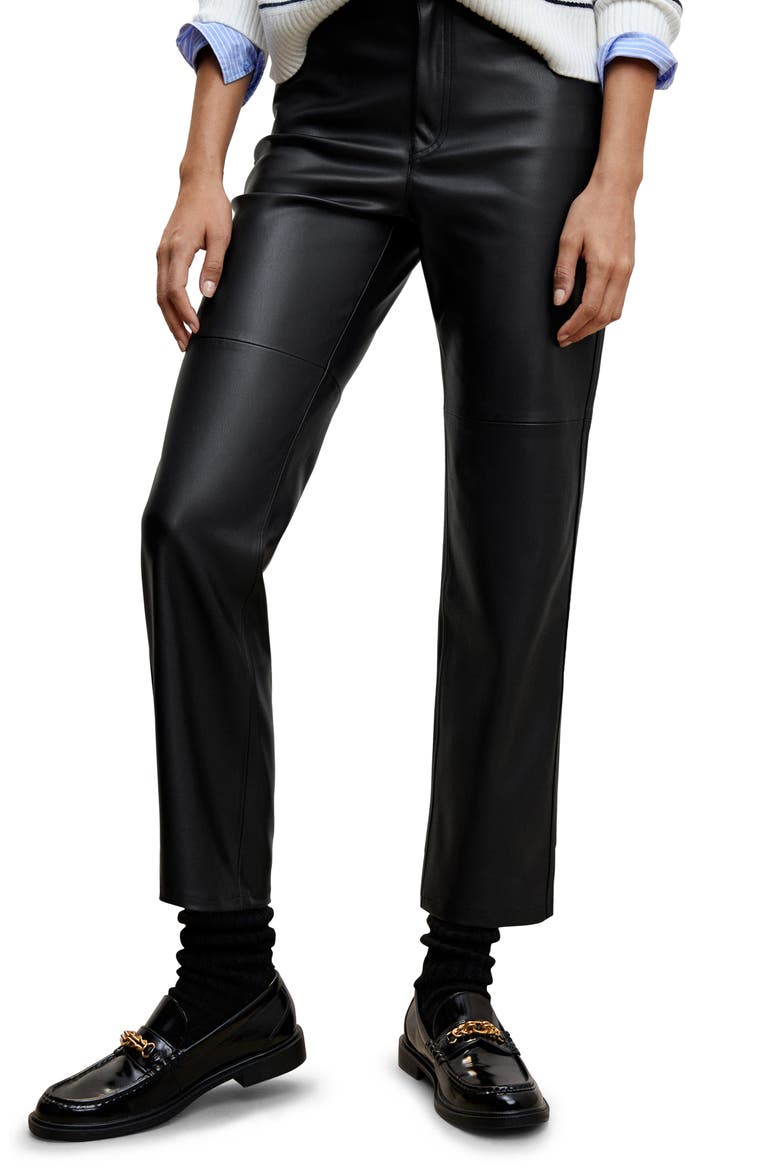 Straight Leg Faux Leather Pants, Main, color, BLACK
