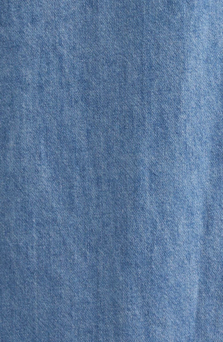 Alice + Olivia Chassidy Denim Maxi Shirtdress, Alternate, color, 