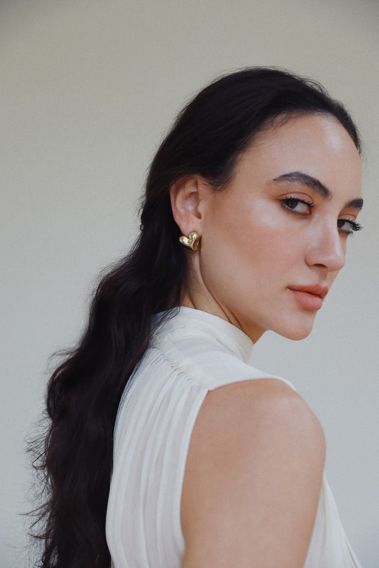 Duo Earrings, Alternate, color, Brass
