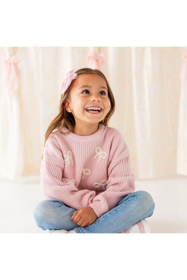 All Over Bows Knit Sweater, Alternate, color, Blush Pink