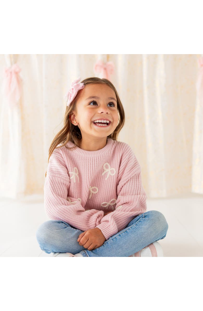 Sweet Wink All Over Bows Knit Sweater, Alternate, color, Blush Pink