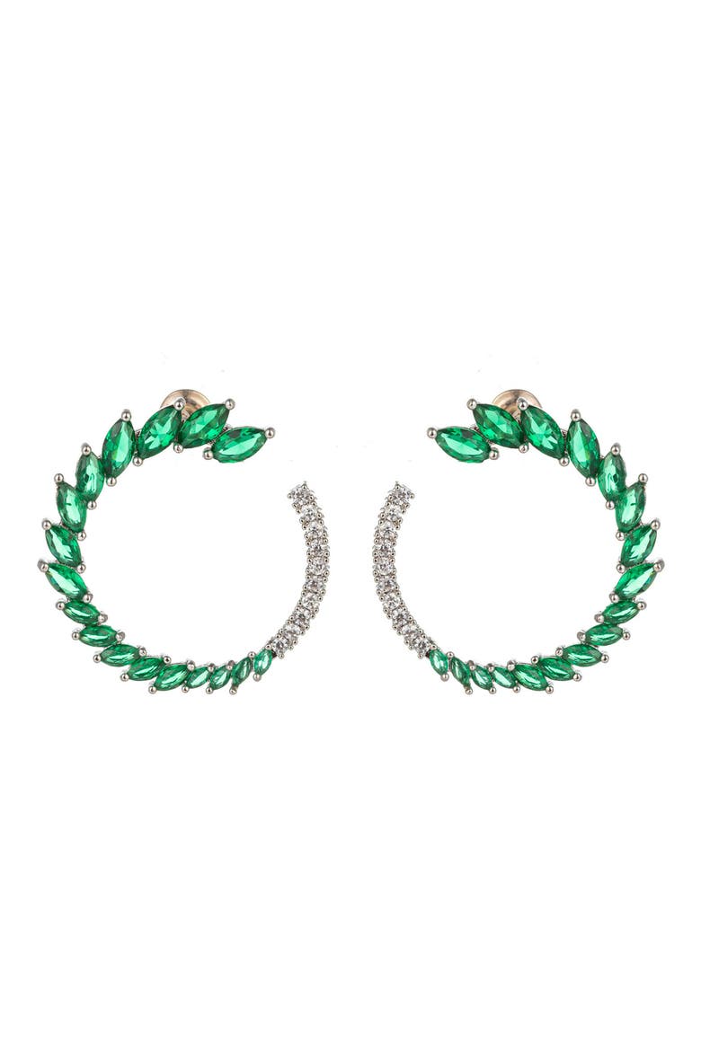 Gold-Tone Daniella Crystal Earrings, Main, color, GREEN