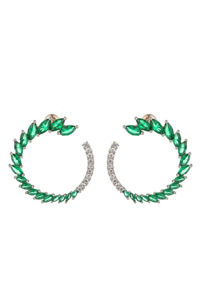EYE CANDY LOS ANGELES Gold-Tone Daniella Crystal Earrings, Main, color, Green