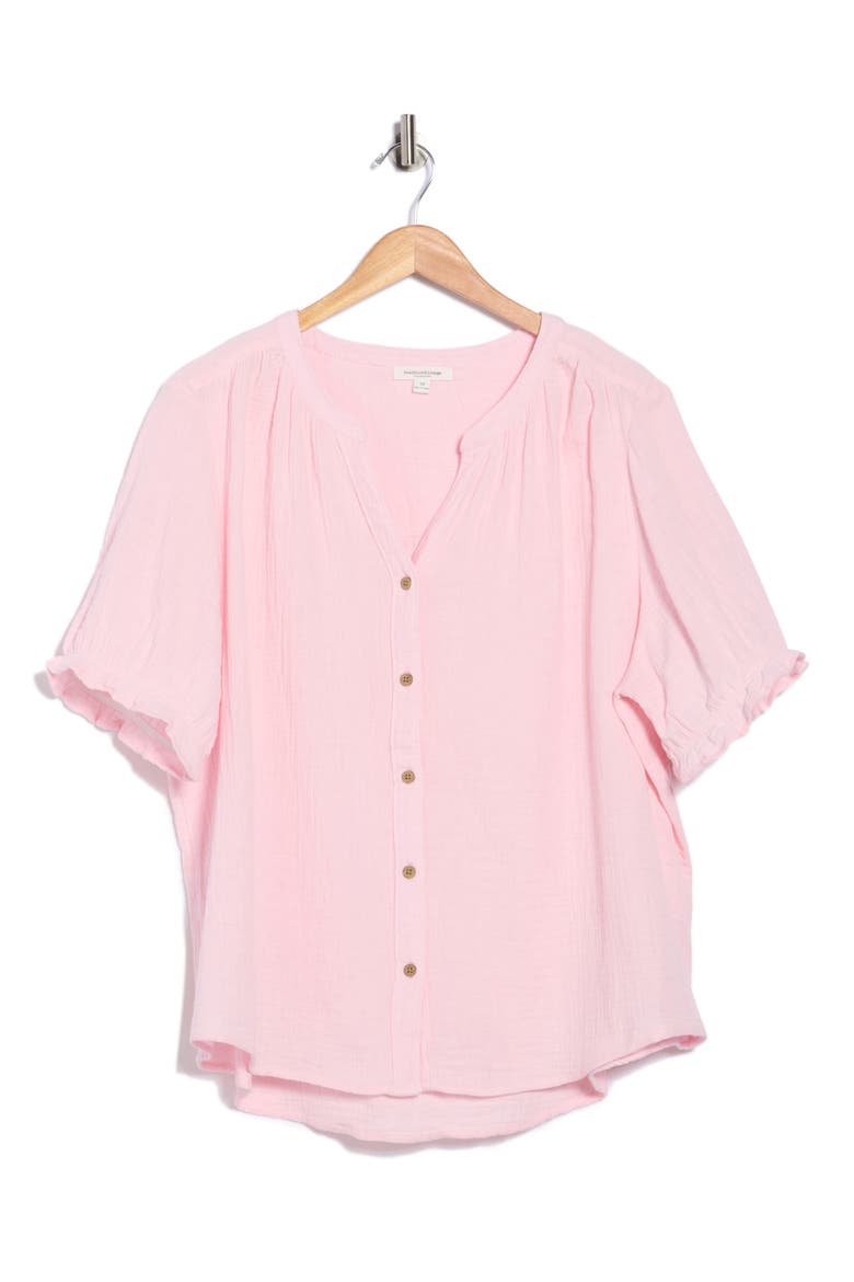 Jemma Cotton Gauze Button-Up Shirt, Alternate, color, PALE PINK