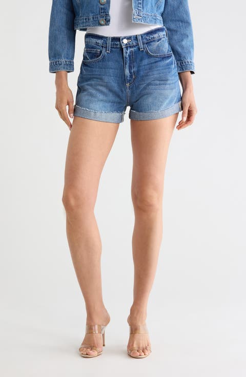 Jazzy High Waist Cuffed Jean Shorts