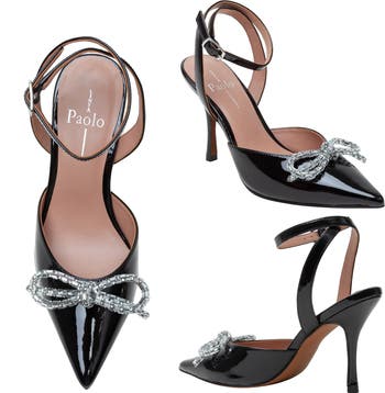 Ameri VINTAGE Heart Motif Painted Toe Pumps Pointed S Black