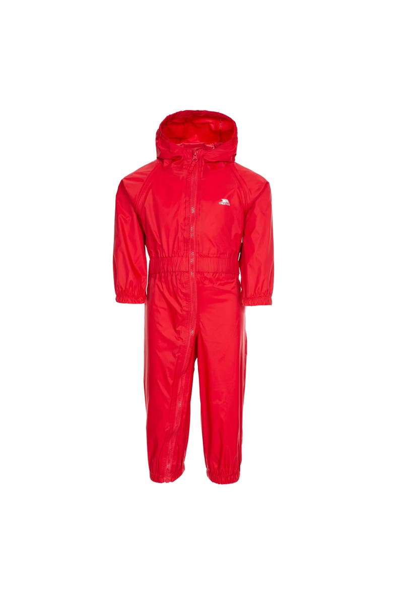Babies Button Rain Suit, Main, color, Red