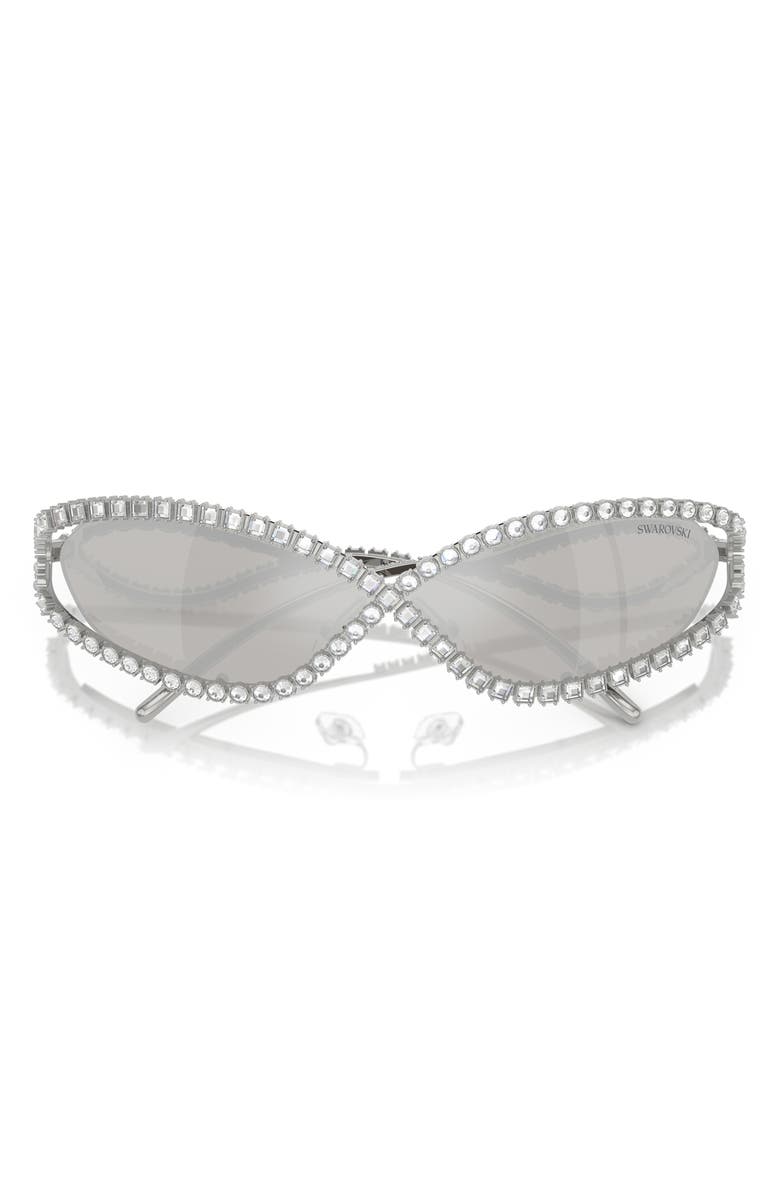 Swarovski 65mm Irregular Sunglasses, Alternate, color, Silver