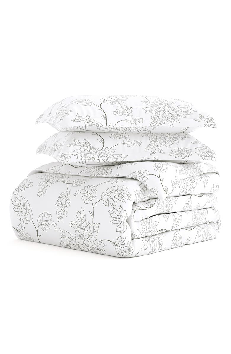 HOMESPUN Premium Ultra Soft Vine Pattern 3-Piece Duvet Cover Set, Main, color, Gray