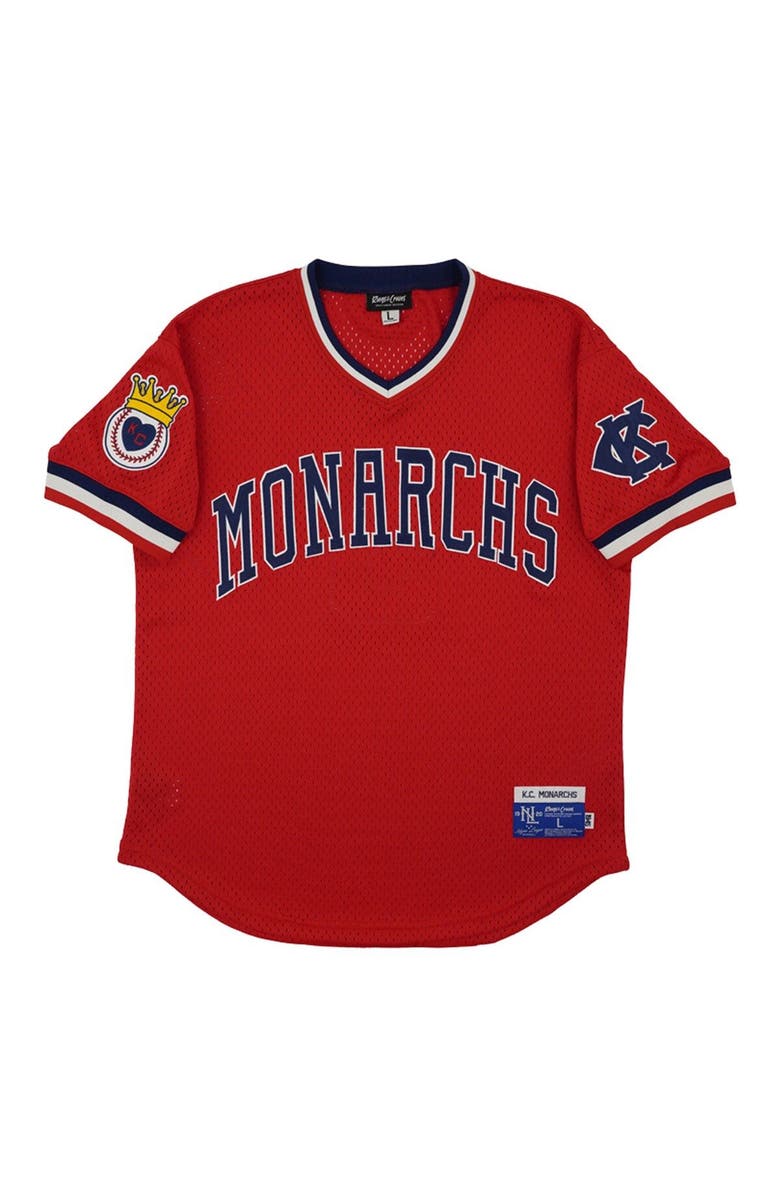 RINGS & CRWNS Men's Rings & Crwns #5 Red Kansas City Monarchs Mesh Replica V-Neck Jersey, Alternate, color, Red