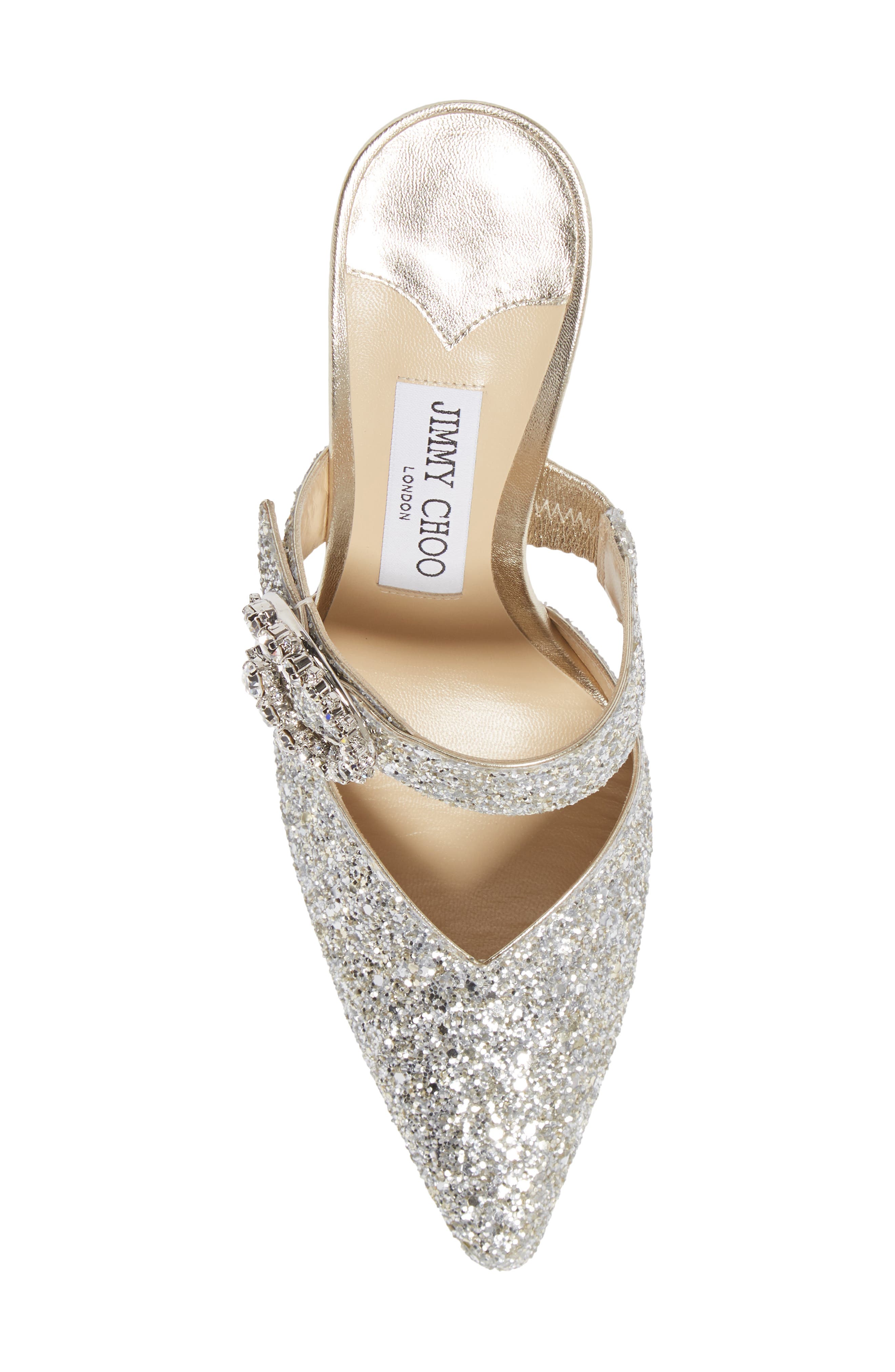 Jimmy Choo Marta Crystal Buckle Glitter Pointed Toe Mule, Alternate, color, 