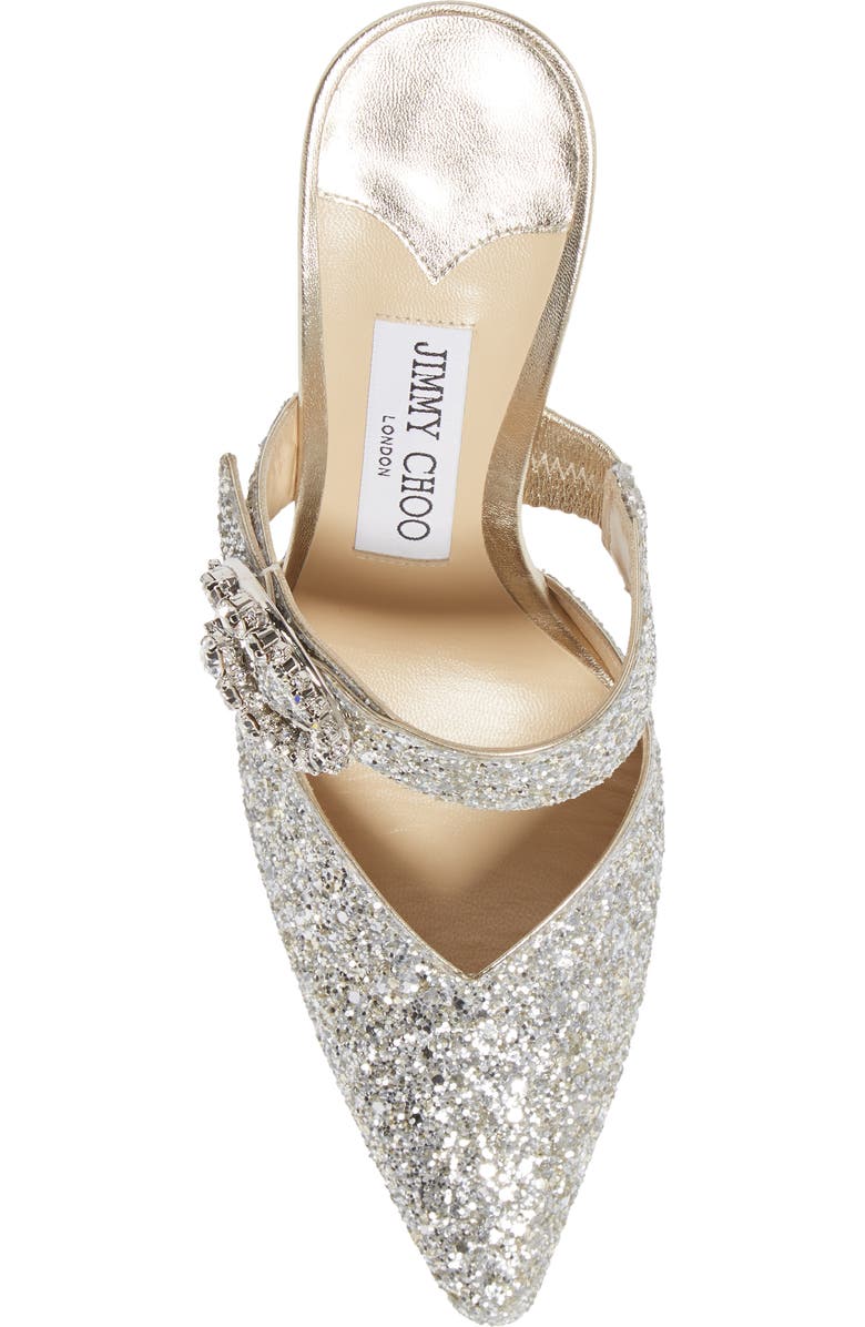 Jimmy Choo Marta Crystal Buckle Glitter Pointed Toe Mule, Alternate, color,