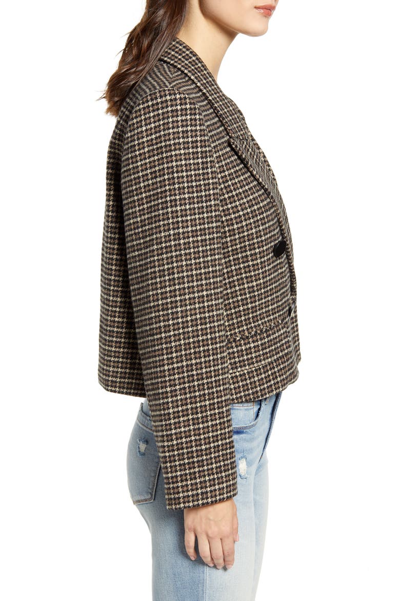 Manhattan Crop Blazer, Alternate, color, HAZELNUT HOUNDSTOOTH